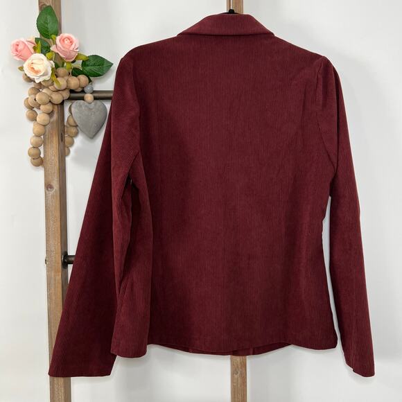 Savanna Jane Corduroy Wine Color One Button Blazer Size Medium - Picture 4 of 7